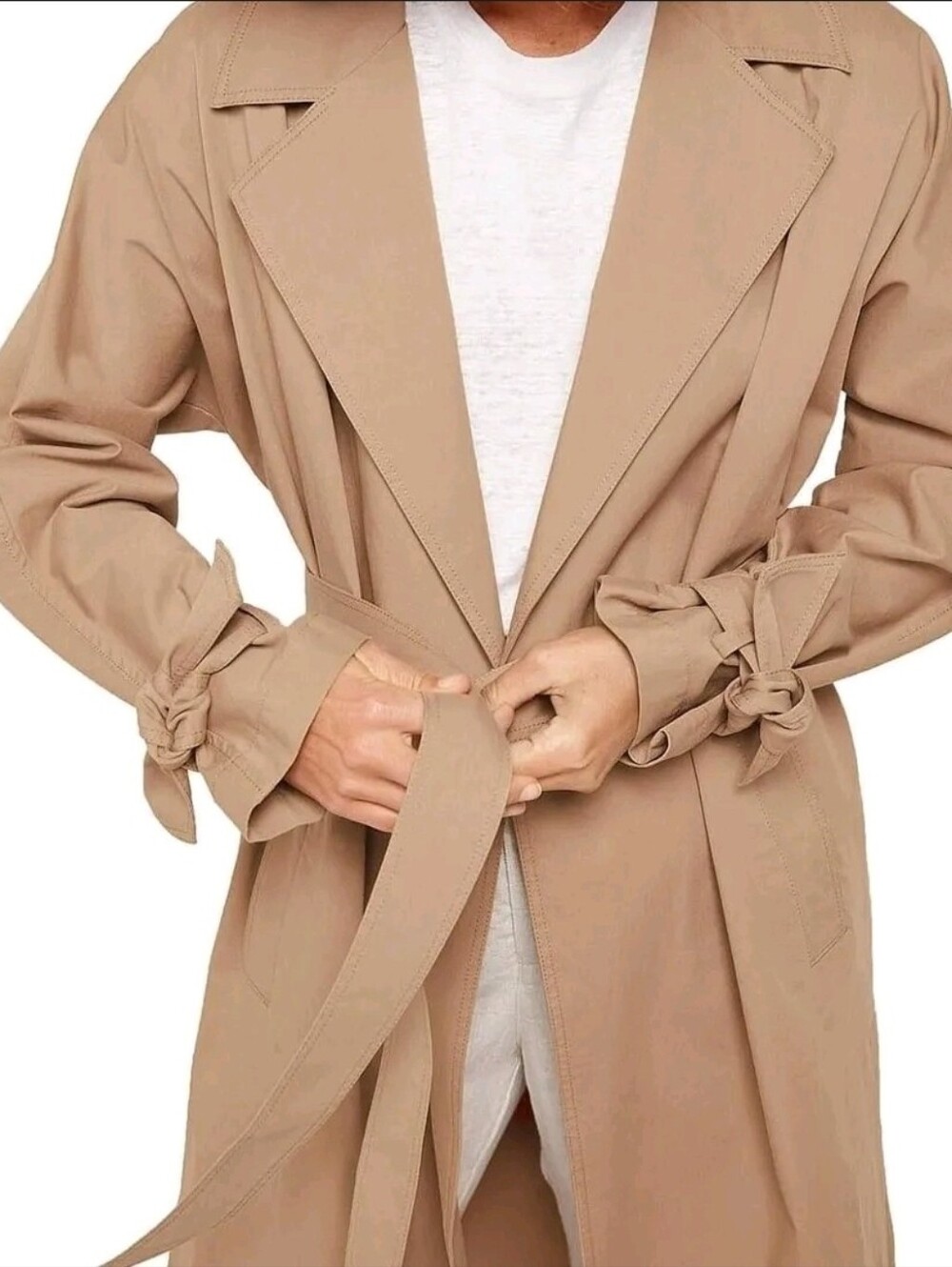Mango Taupe Modal Trench Coat Size XL